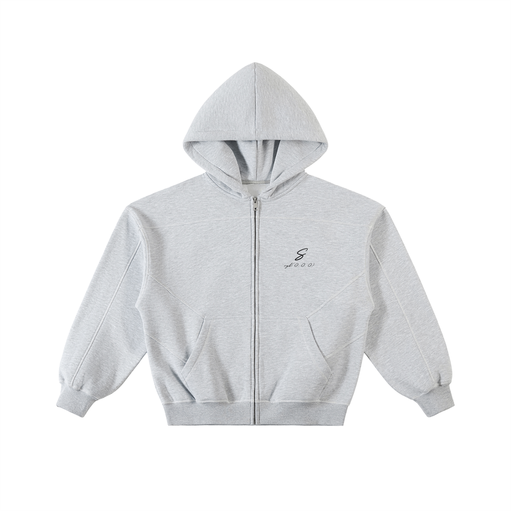 rgb(0, 0, 0) Zip Hoodie — Flower Gray