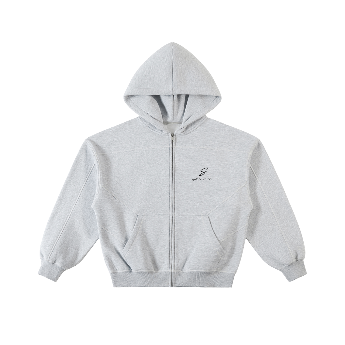 rgb(0, 0, 0) Zip Hoodie — Flower Gray