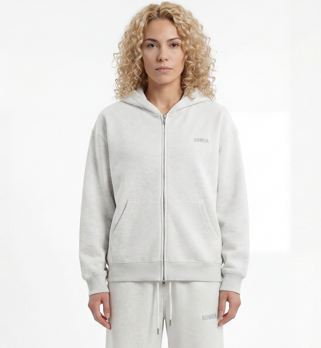 Heavyweight Zip Hoodie — Oat Gray