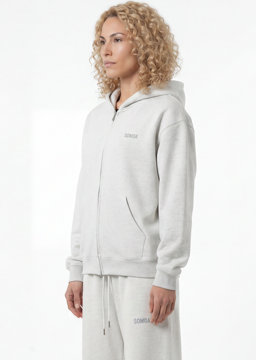 Heavyweight Zip Hoodie — Oat Gray