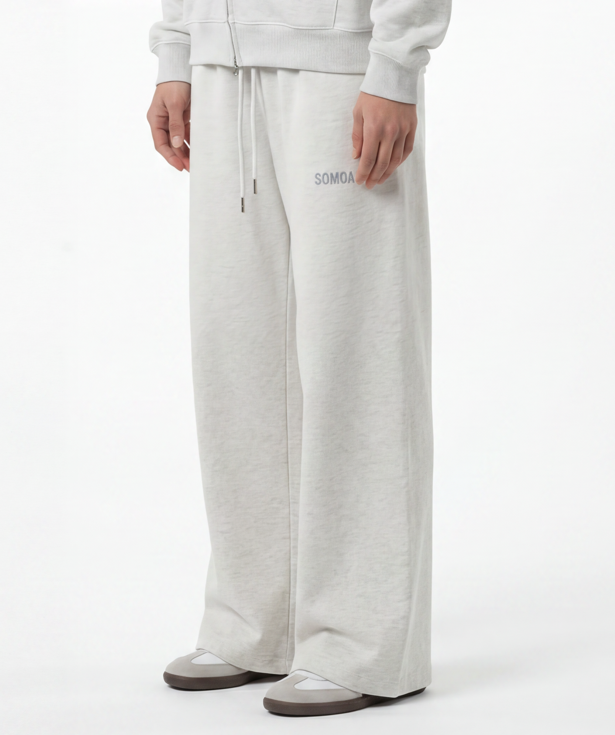 Wide-Leg Sweatpants — Oat Gray