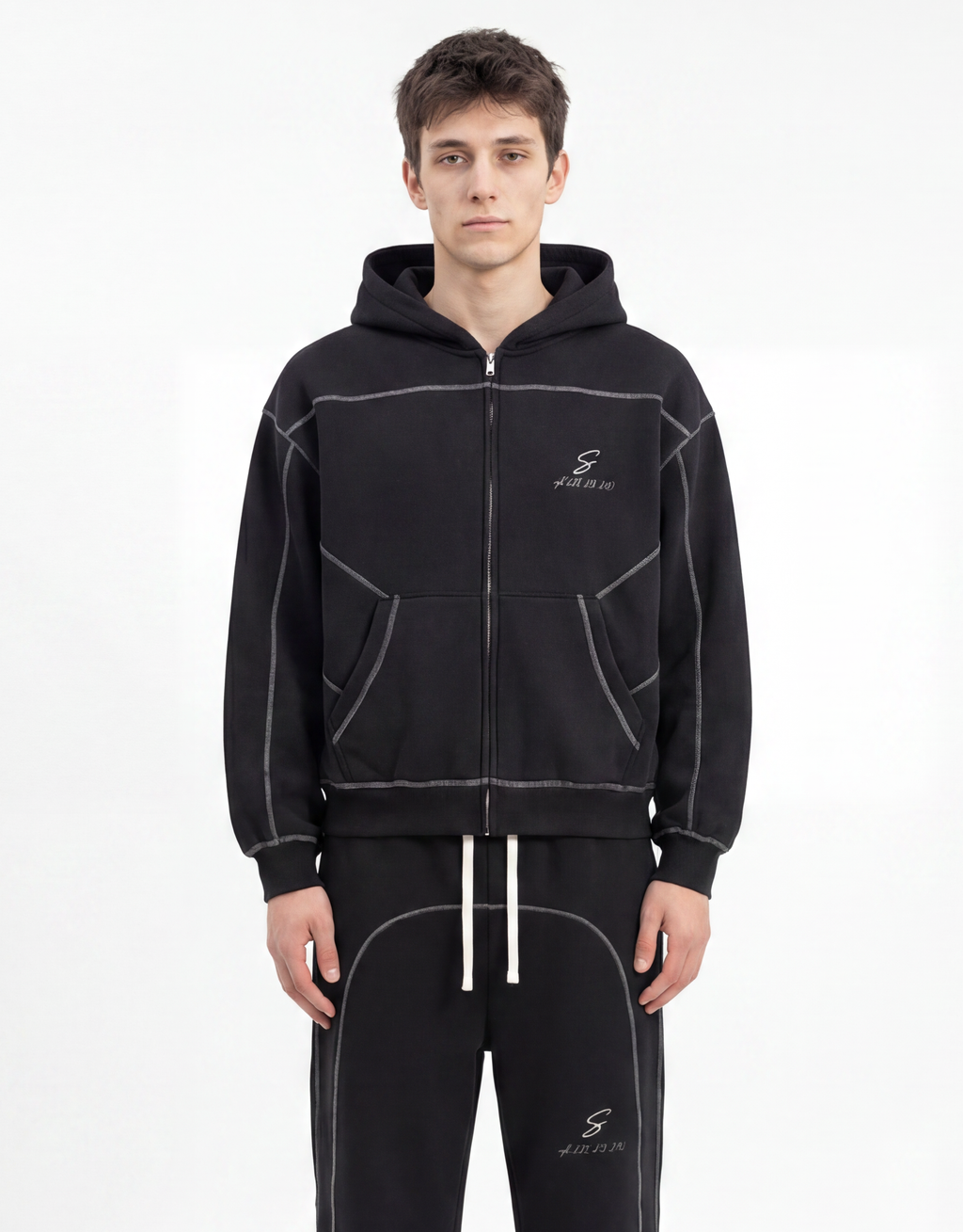rgb(228, 213, 213) Zip Hoodie — Black