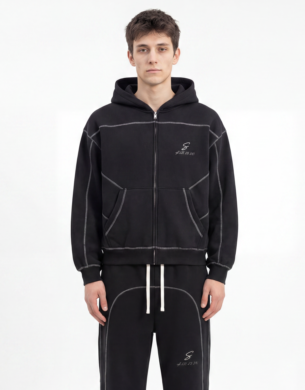 rgb(228, 213, 213) Zip Hoodie — Black
