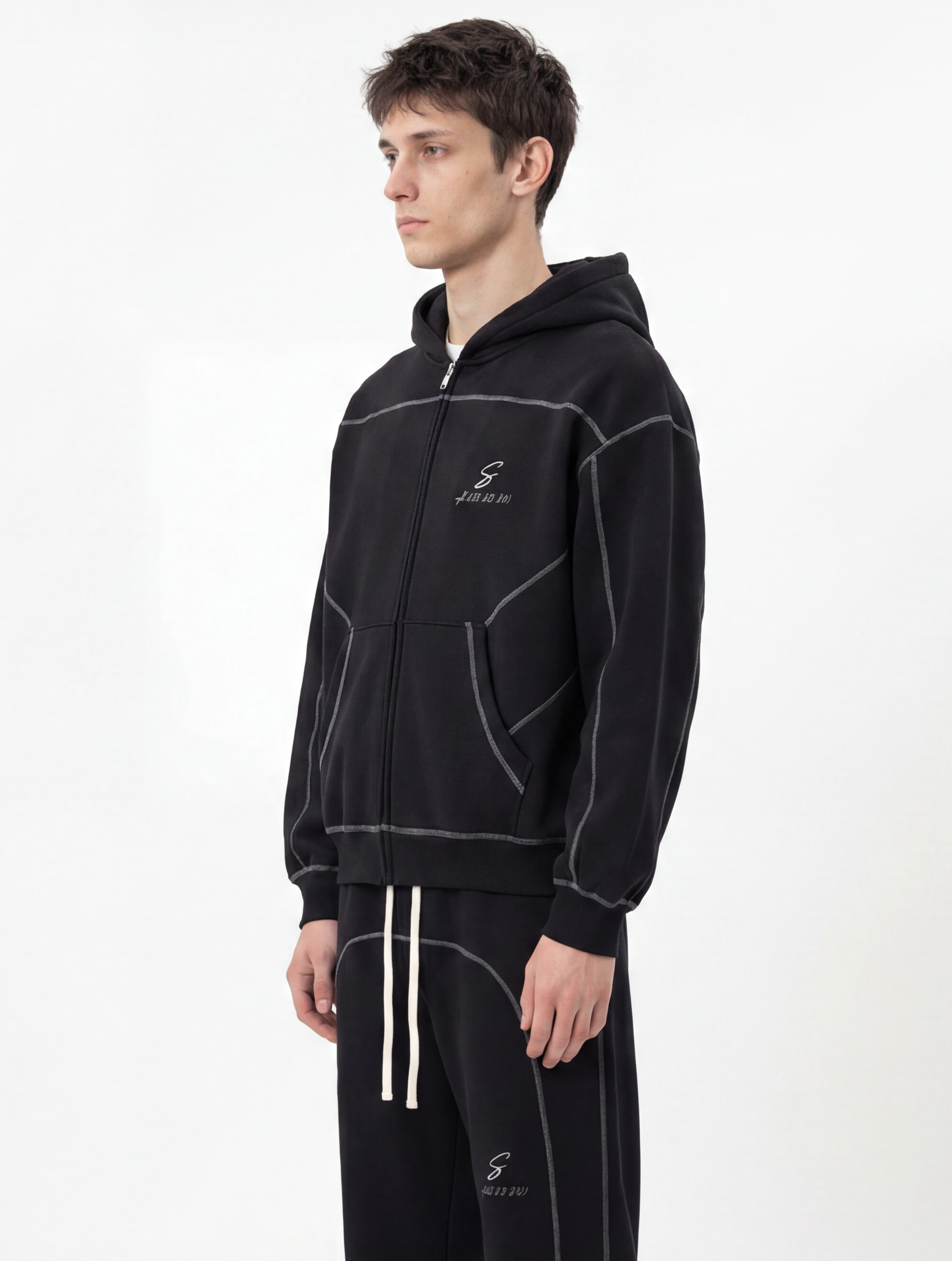rgb(228, 213, 213) Zip Hoodie — Black